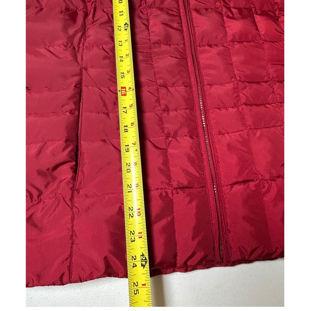 Eddie Bauer Puffer Vest Women's XL Red Quilted Goose Down Full Zip Fleece Collar - Picture 10 of 10